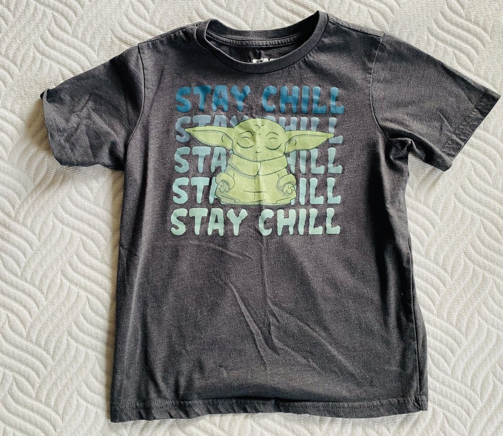 Mad Engine Star Wars Youth T Shirt Grogu The Child Size M (8) Stay Chill