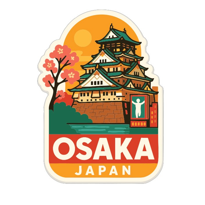 Osaka Japan Sticker Decal Vinyl Die-Cut City Skyline Landmark Design
