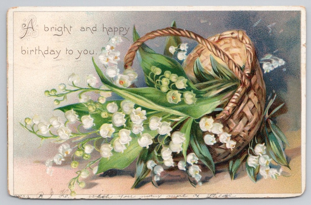 Raphael Tuck Lily of the Valley Birthday Postcard 1907 Allentown PA Postmark
