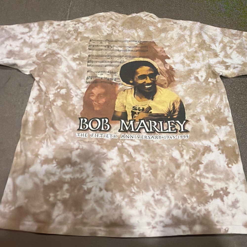 VTG 1995 Single Stitch Bob Marley 50th Anniversary Reggae tie-Dye T-Shirt 2XL