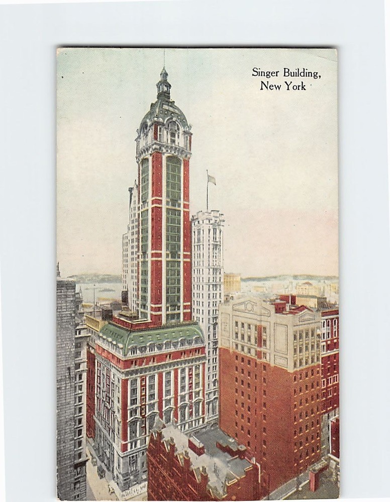 Postcard Singer Building 149 Broadway Manhattan NYC New York City USA America