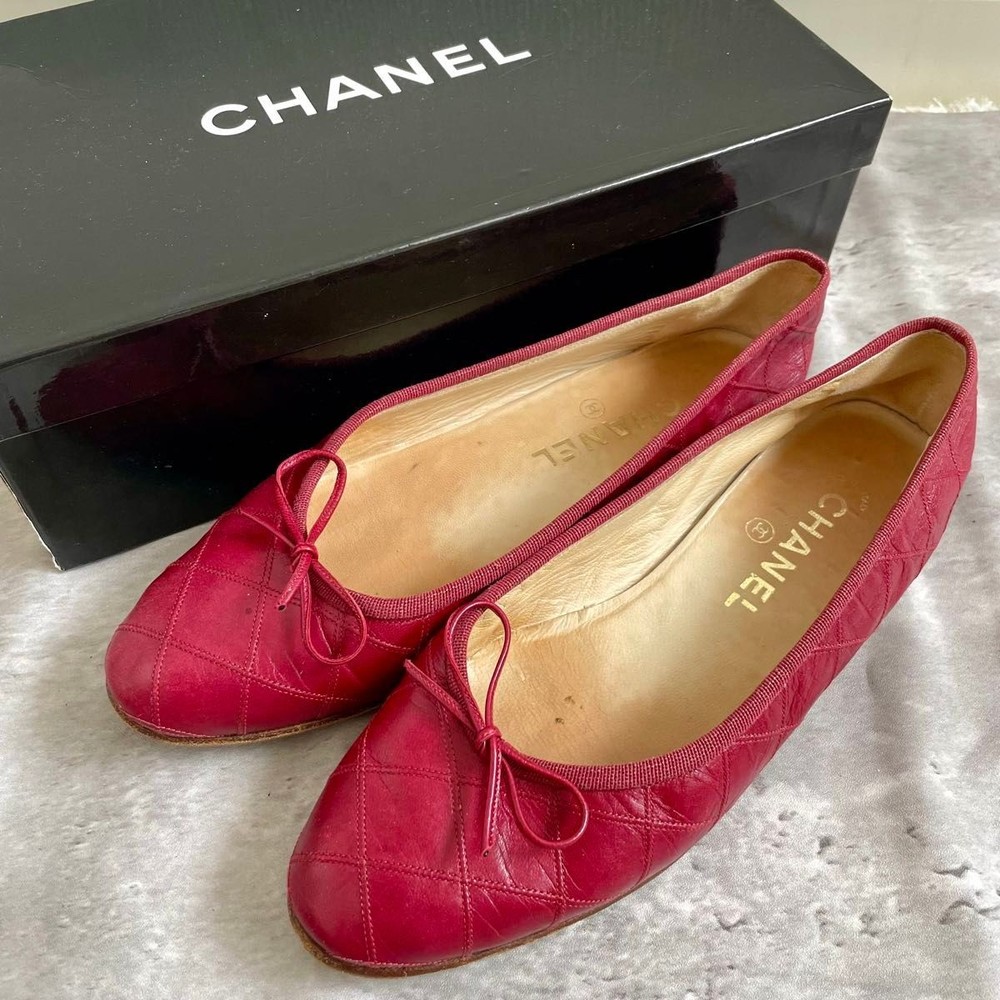 Chanel Ribbon Ballet Flats Size 36 US 6.5 Authentic Pre-Owned From Japan