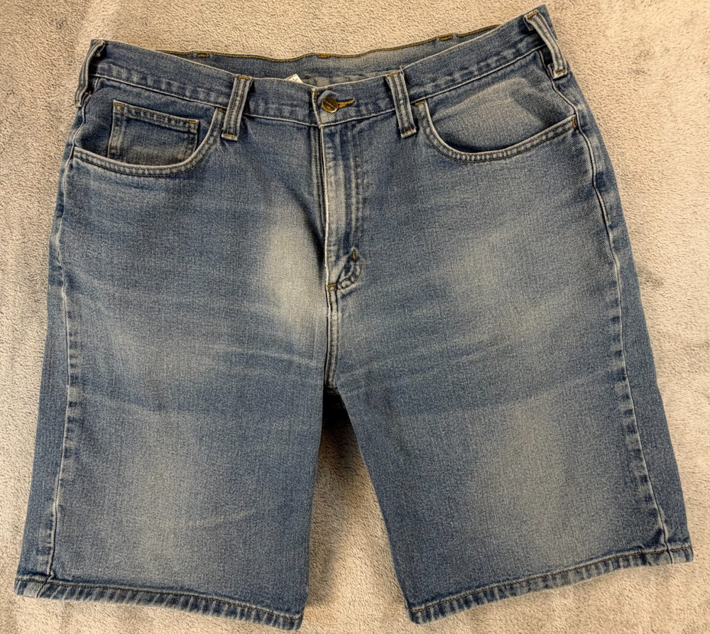 Carhartt Men’s Denim Shorts Size 38 B354 Relaxed Fit Blue Workwear 100% Cotton