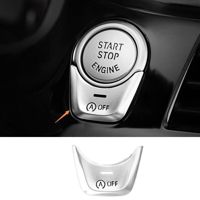 For BMW 5 Series Car One-Click Startup Button 2018-22 Cover Trim Silver Aluminum