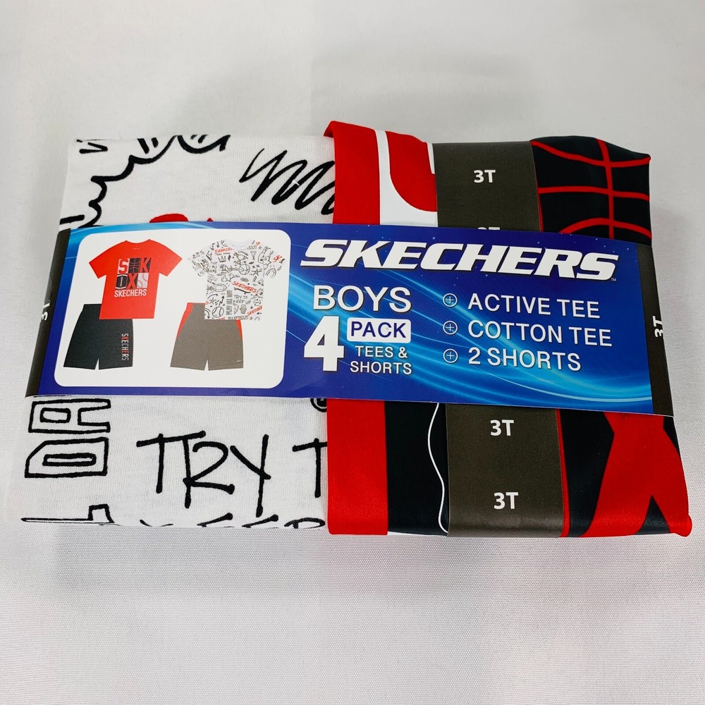 Skecher's Boy's 4 Pieces -Pack Cotton Tees & Shorts  Size 3T Sports