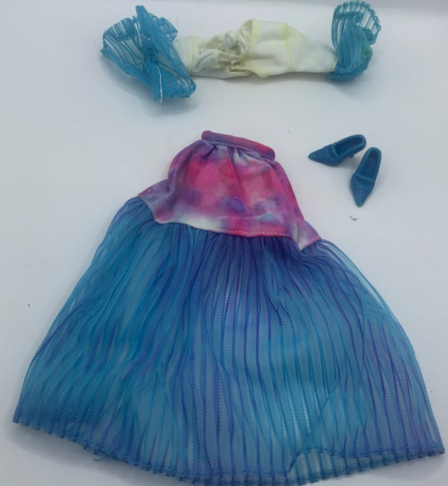 Vintage Barbie Tie & Dye Fashions Outfit Two Piece Tie-Dye Shoes Used Top Skirt