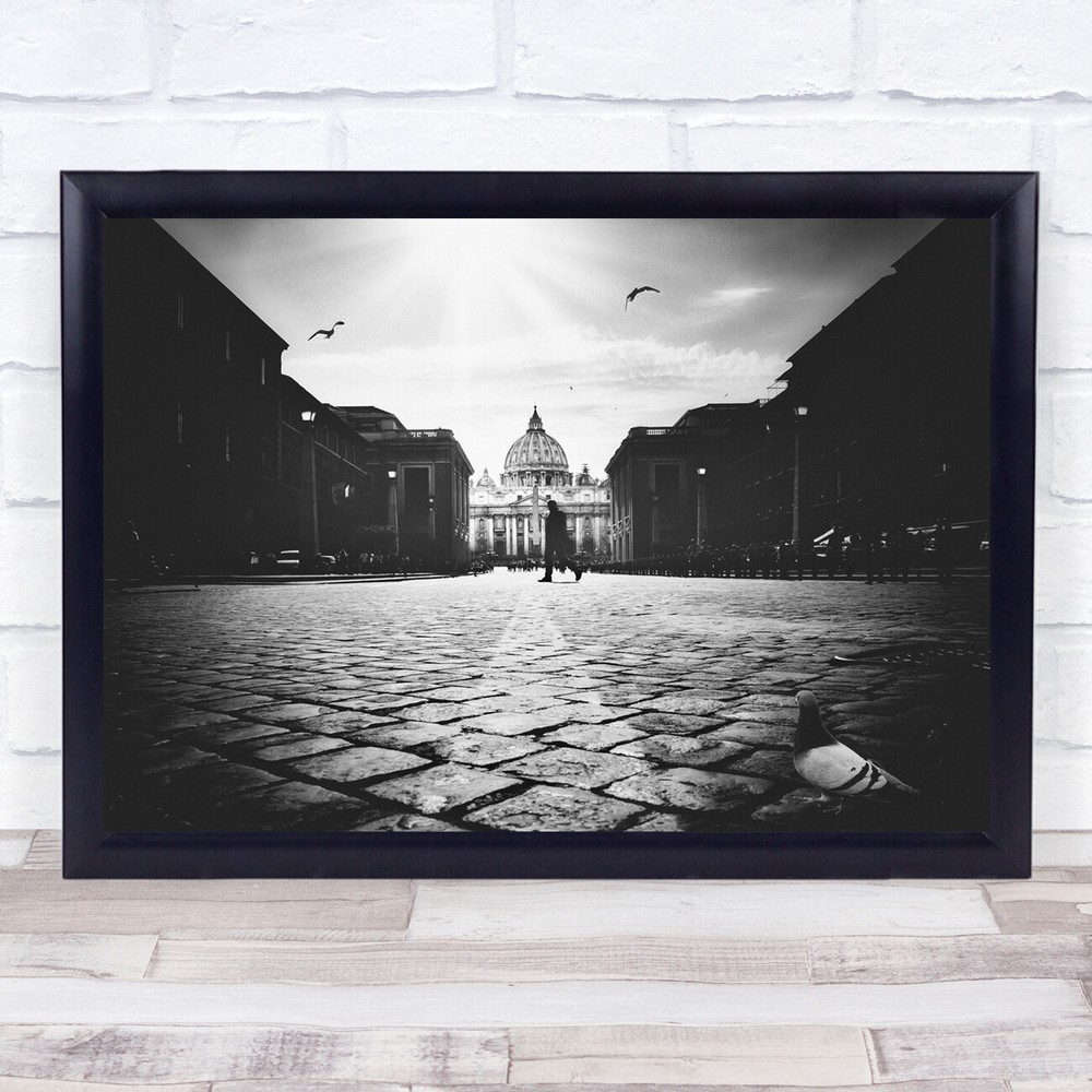 Street People Light Shadows City Urban Walking Man Bird Birds Wall Art Print