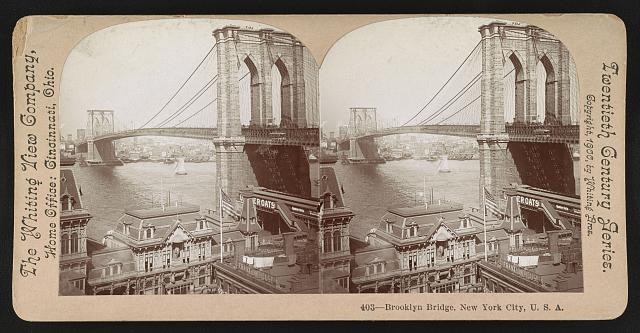 Photo:Brooklyn Bridge New York City 1900 Stereoview East River Boats