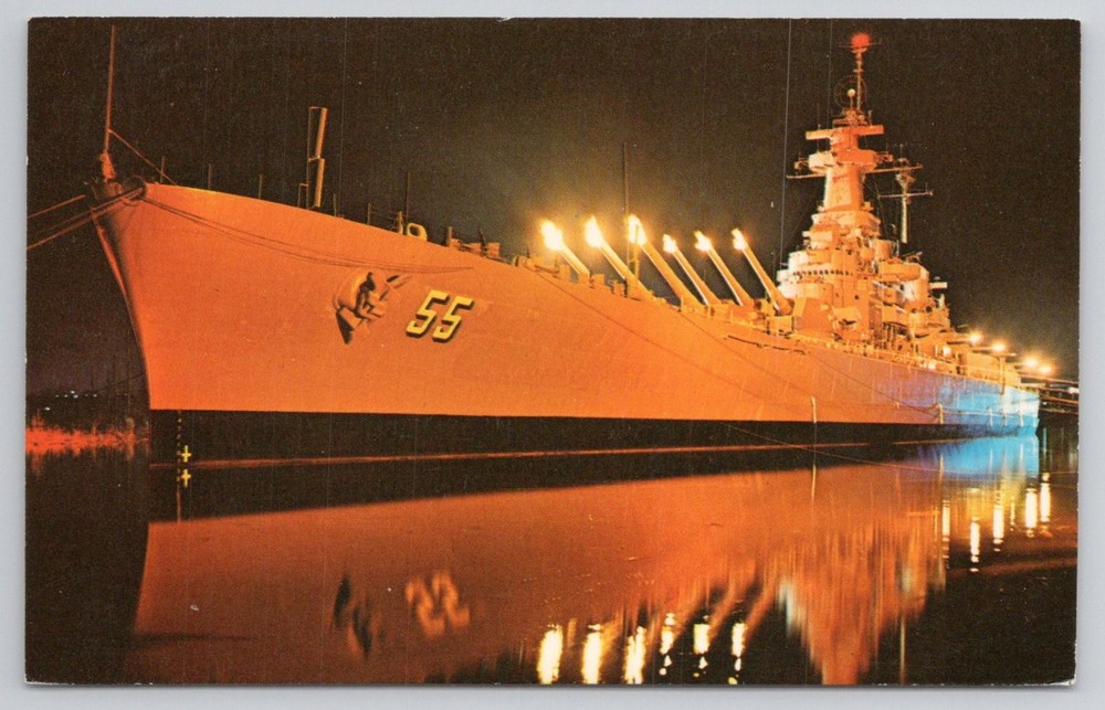 USS North Carolina Battleship Memorial Wilmington NC Plastichrome Postcard