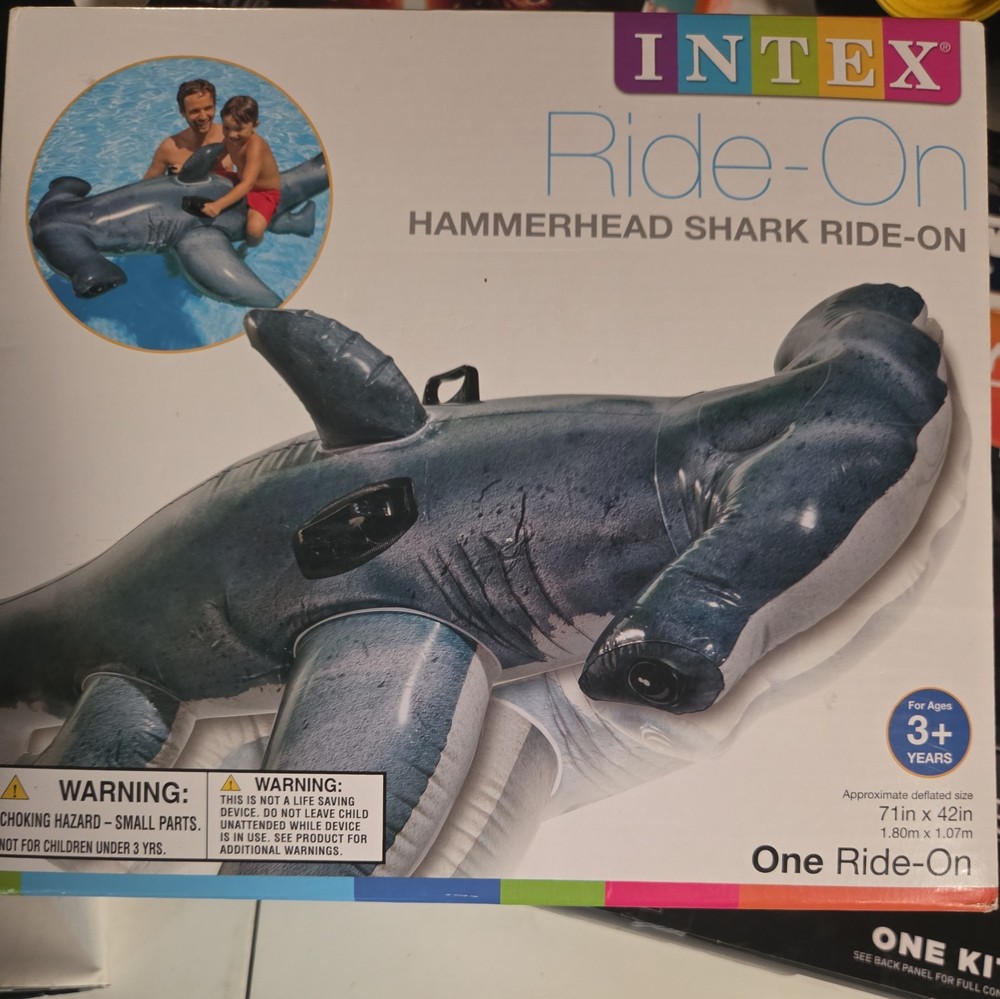 Rare 2015 Intex Large Ride on Hammerhead Shark Pool Inflatable NEW-NEVER-OPENED!