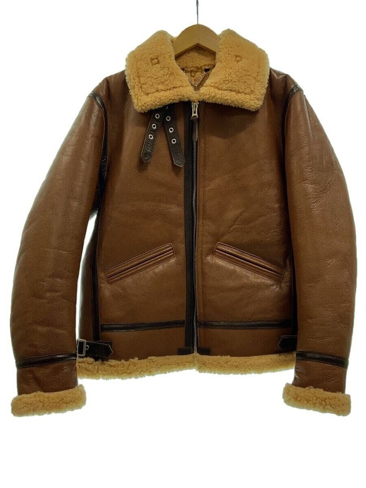 Men's XL Brown Sheepskin Leather Blouson Jacket