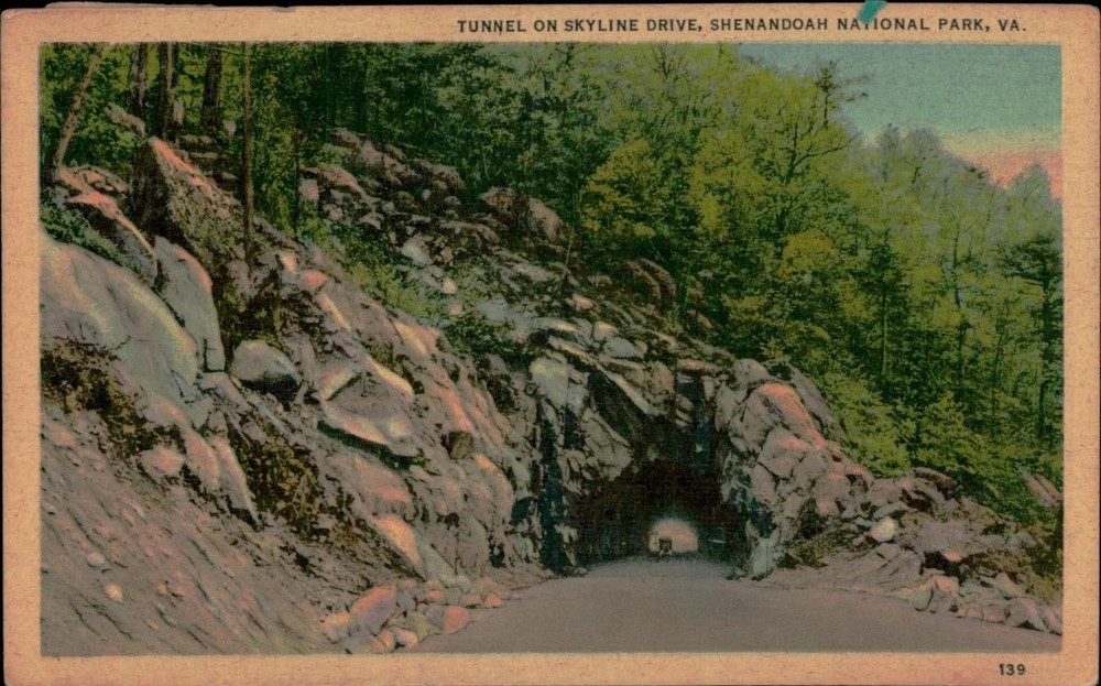 Vintage Linen Postcard Tunnel on Skyline Drive Shenandoah National Park VA