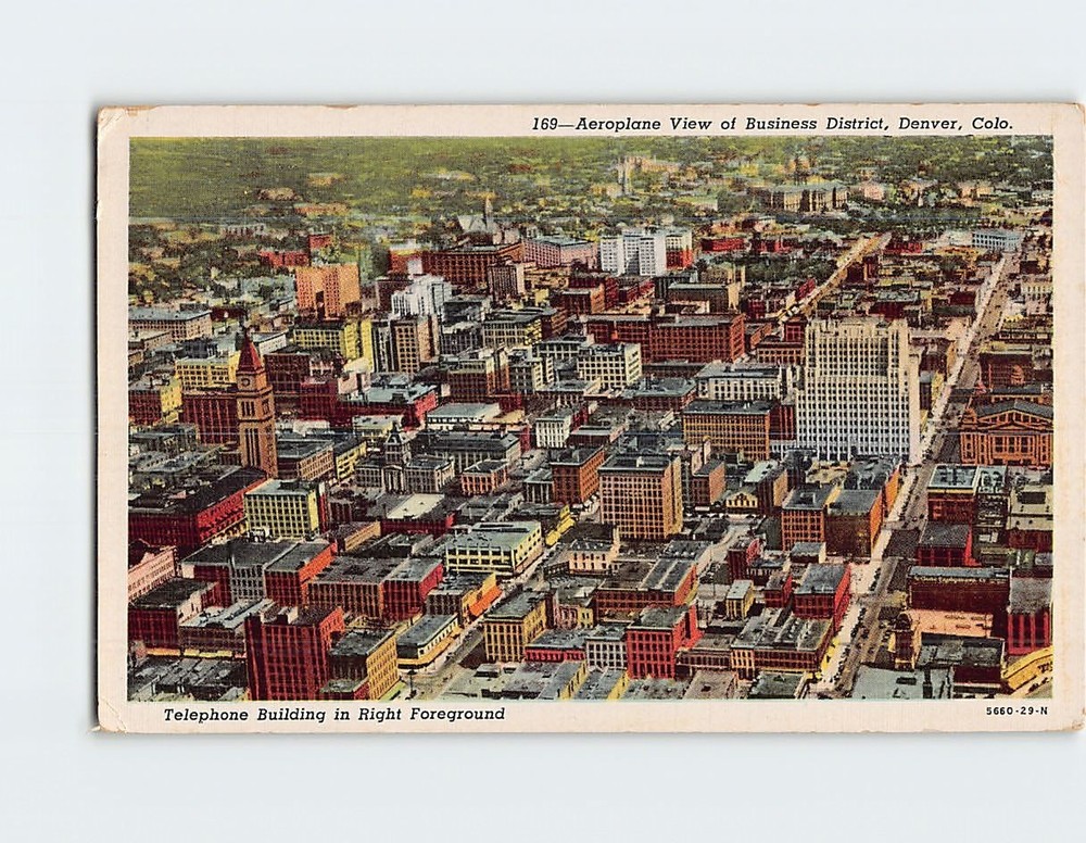 Postcard Aerial View Denver Colorado USA