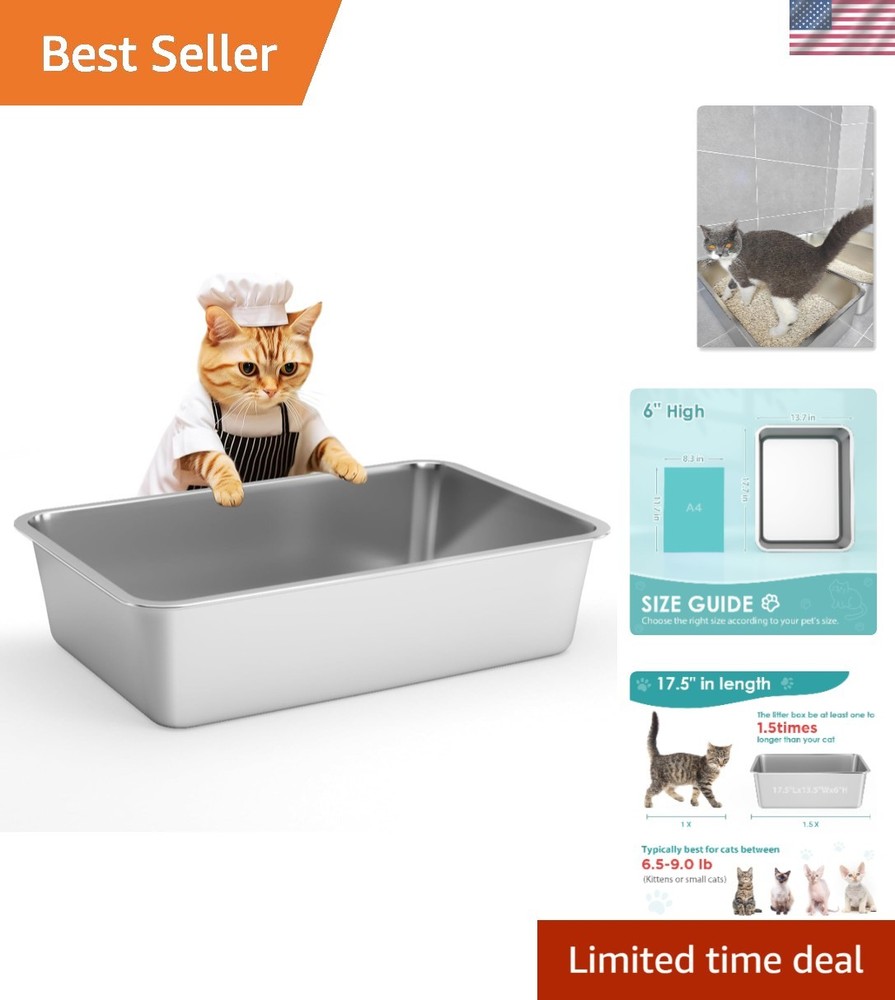 Eco-Friendly Stainless Steel Litter Box for Kittens and Cats – Easy Odor Control