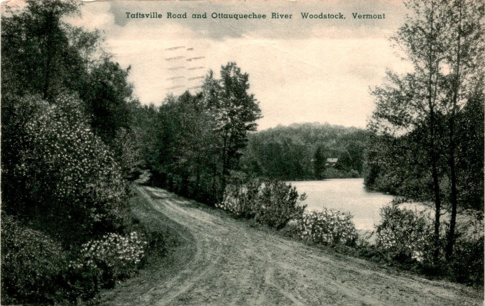 Taftsville Road, Ottauquechee River, Woodstock, Vermont, Woodstock Postcard