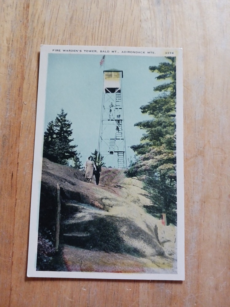 Vintage Postcard, Fire Warden's Tower, Bald Mountain, Adirondacks
