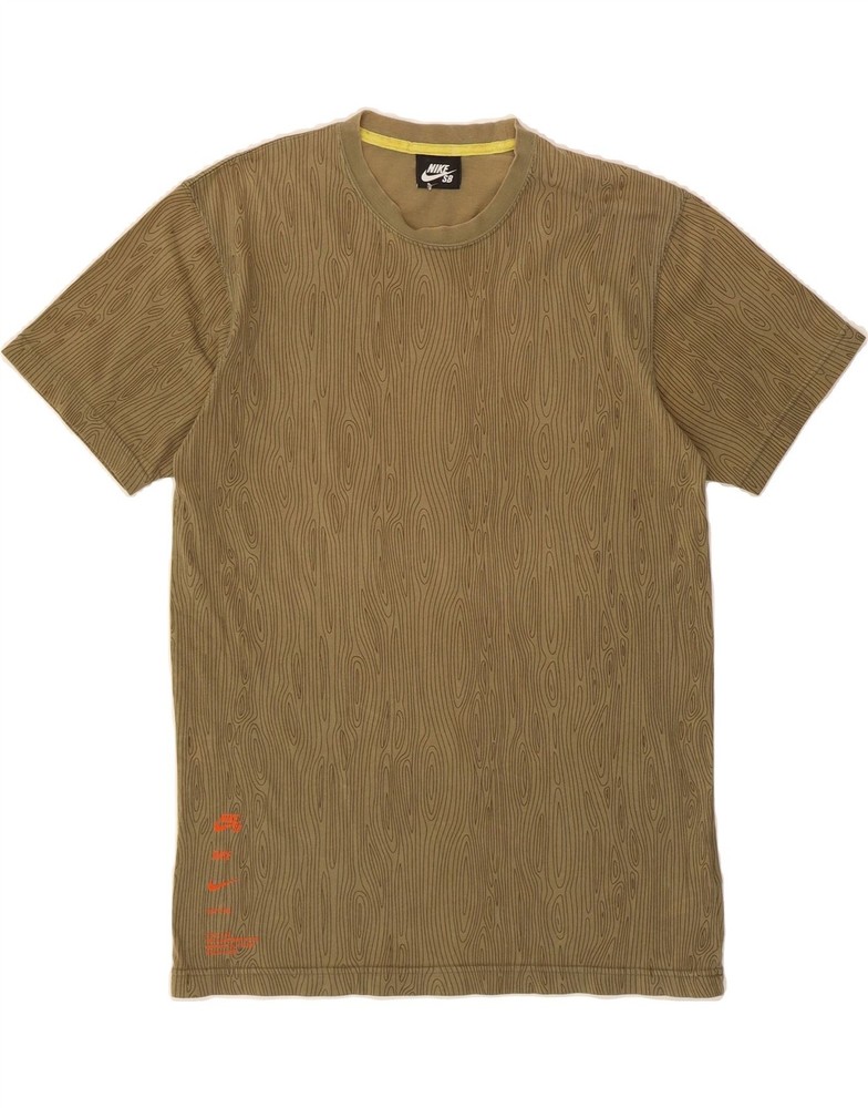 Nike Men's Medium Khaki Abstract Graphic Cotton T-Shirt CE09-image