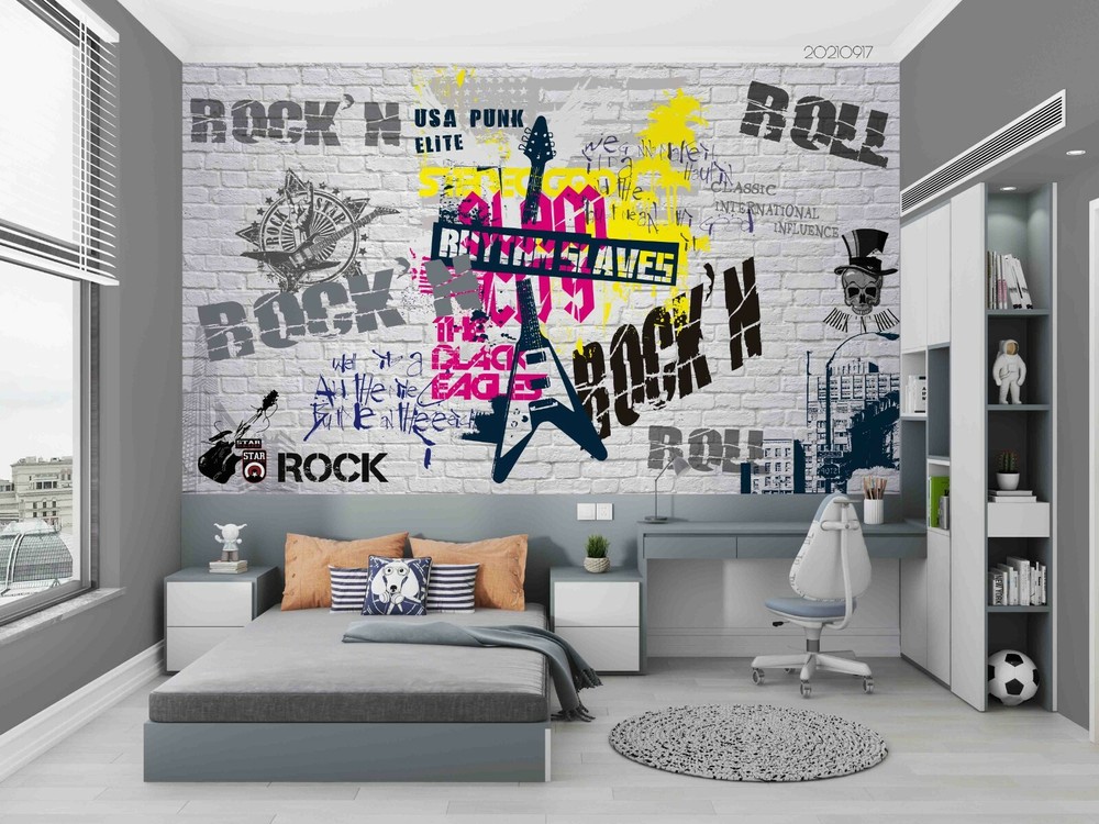 3D Abstract Artistic Graffiti Self-adhesive Removable Wallpaper Murals Wall 137-image