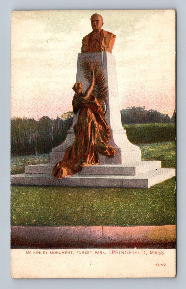 Vintage McKinley Monument Postcard Forest Park Springfield Mass