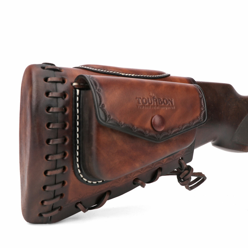 TOURBON Leather Rifle Recoil Pad Cheek Rest Riser Shotgun Stock Cover Holder