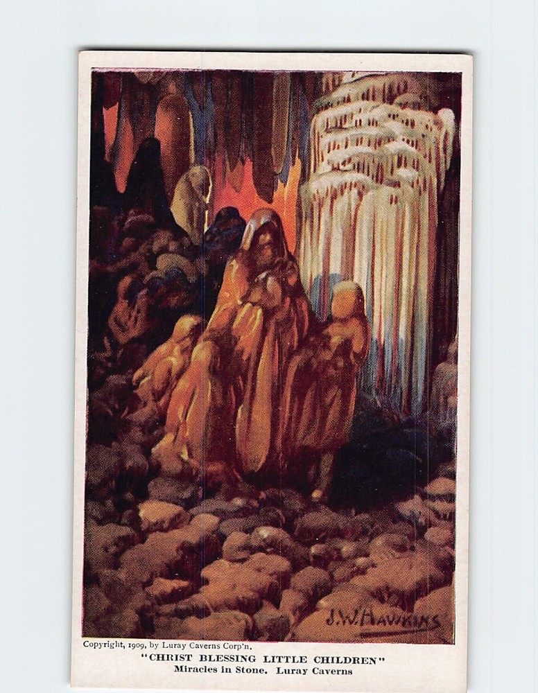 Postcard Christ Blessing Little Children Luray Caverns Luray Virginia USA