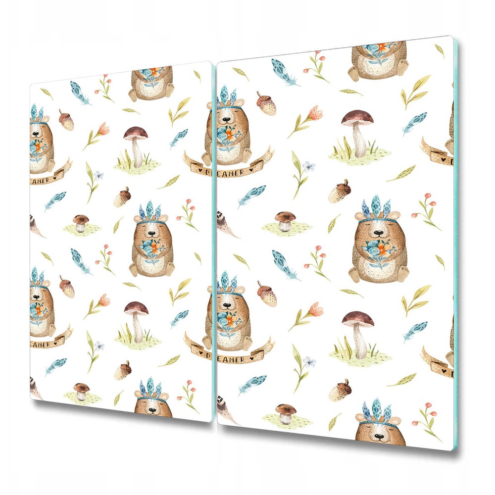 Glass Kitchen Chopping Cutting Board Dreamer The Bear Animals Wild animal