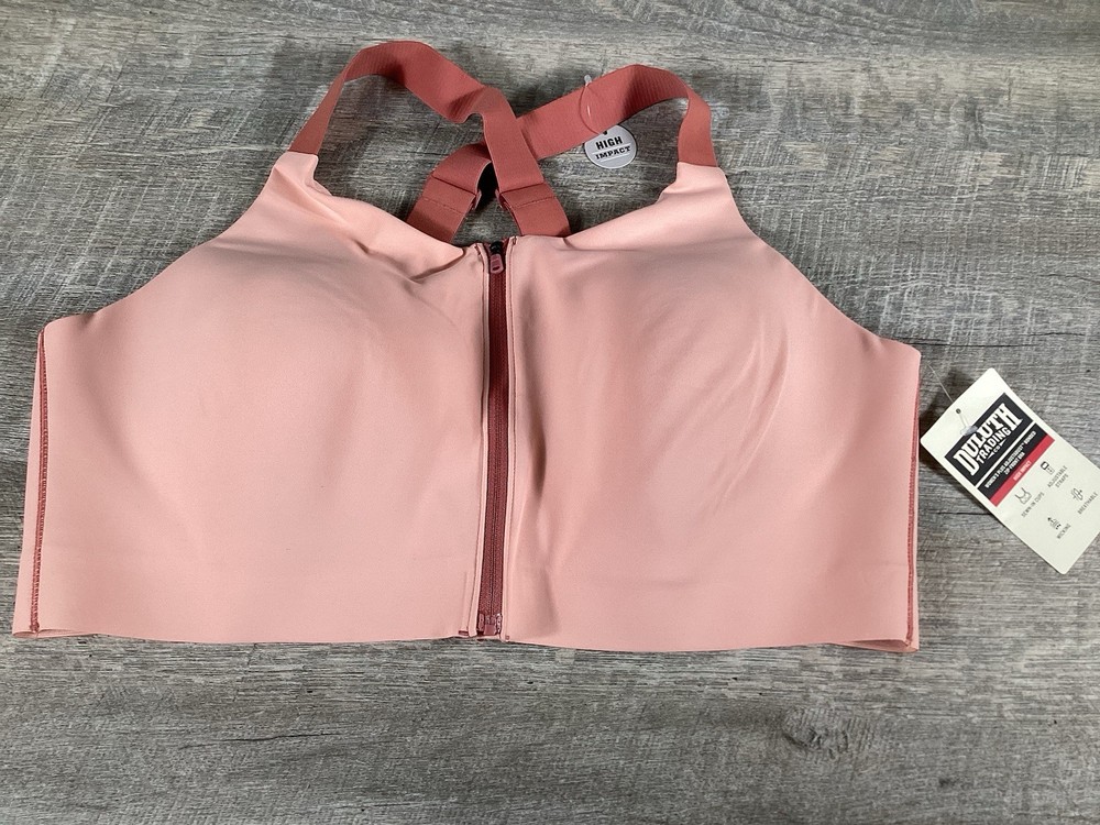 Duluth Trading Womens Sports Bra 22W High Impact Zip Front Pink NWT Plus