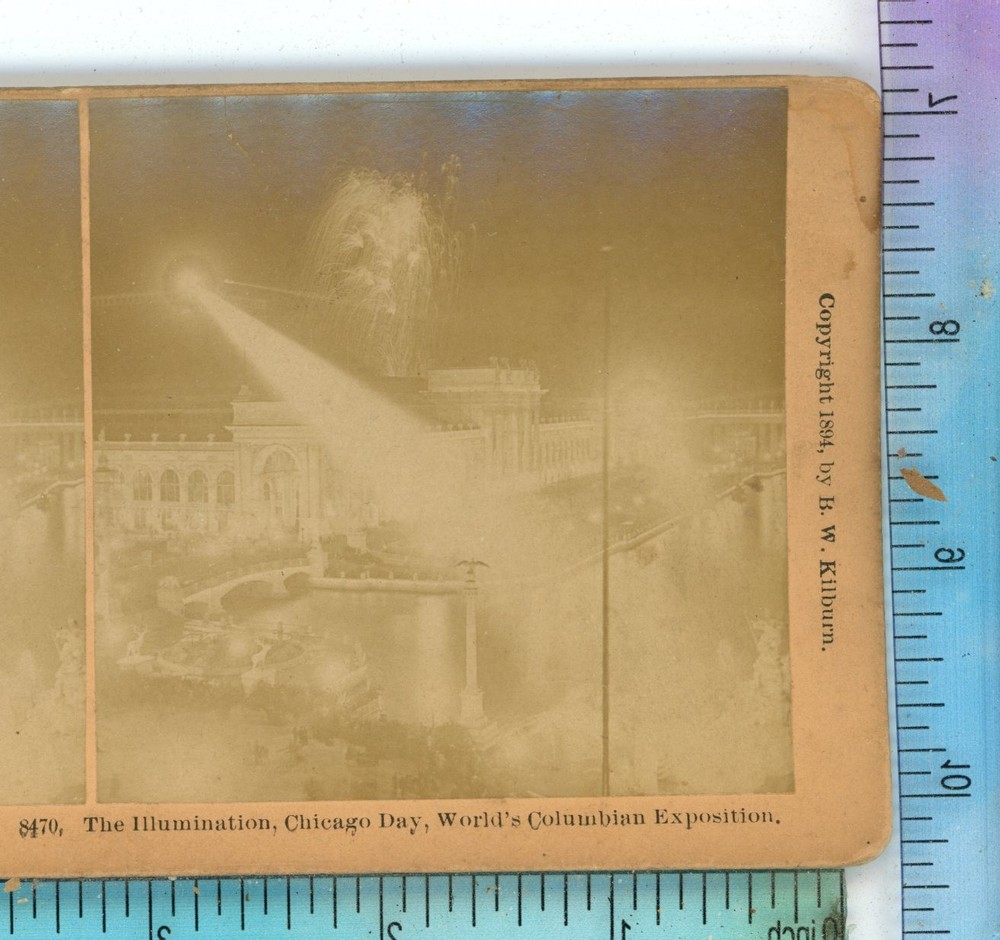Illumination Chicago Day Columbian Exposition Kilburn Stereoview
