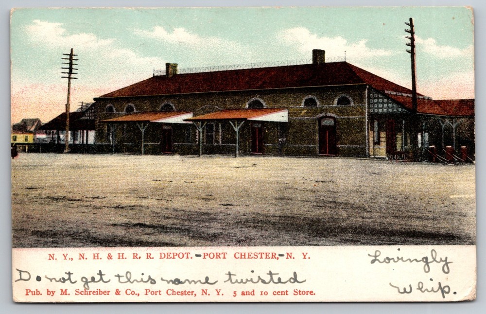 Port Chester, New York - Railroad Depot Postcard 1906