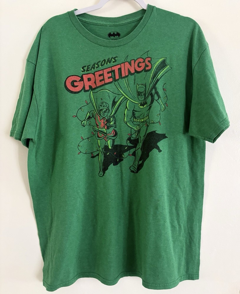 Batman Christmas Green XL T-Shirt Men's Short Sleeve