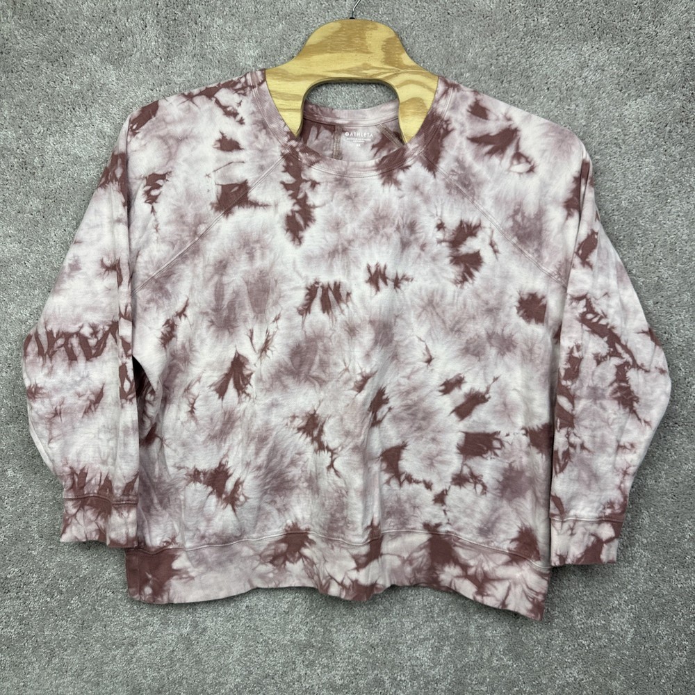 Athleta Sundown Sweatshirt Womens Size 3X Pink Tie Dye Crew Neck Pullover