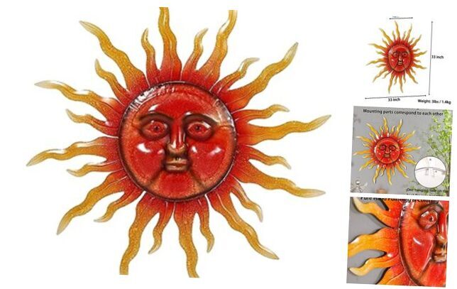 Metal Sun Wall Art Decor, Sun Face Wall Decoration, Large Sun Wall Art for 33