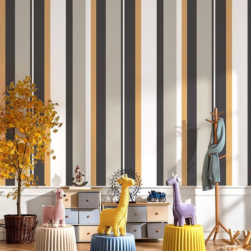Modern Minimalist Stripe Wallpaper Roll for Living Room Bedroom TV Wall White