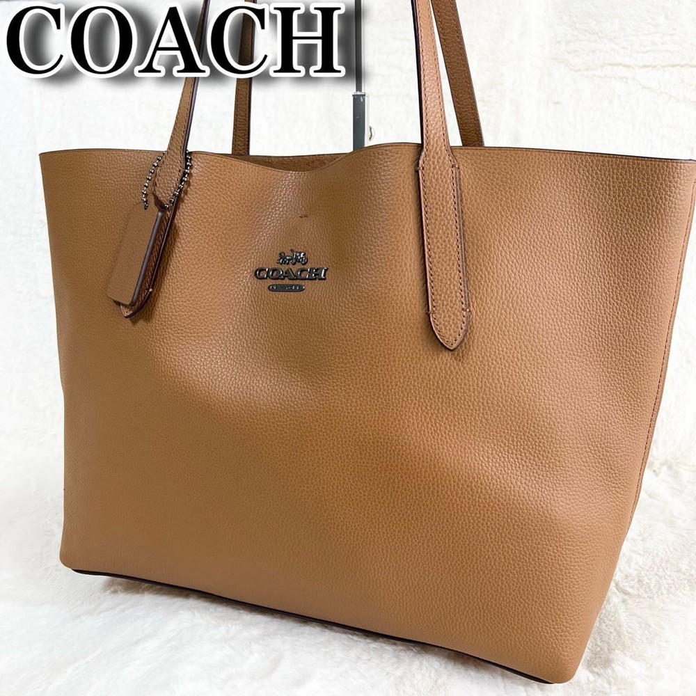 COACH Large A4 Leather Tote Bag for Business in Camel