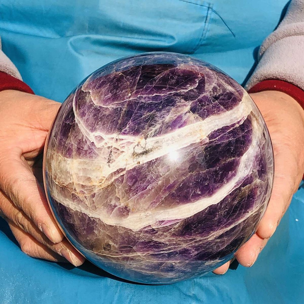 2640G Natural Beautiful Dream Amethyst Quartz Crystal Sphere Ball Healing 3324