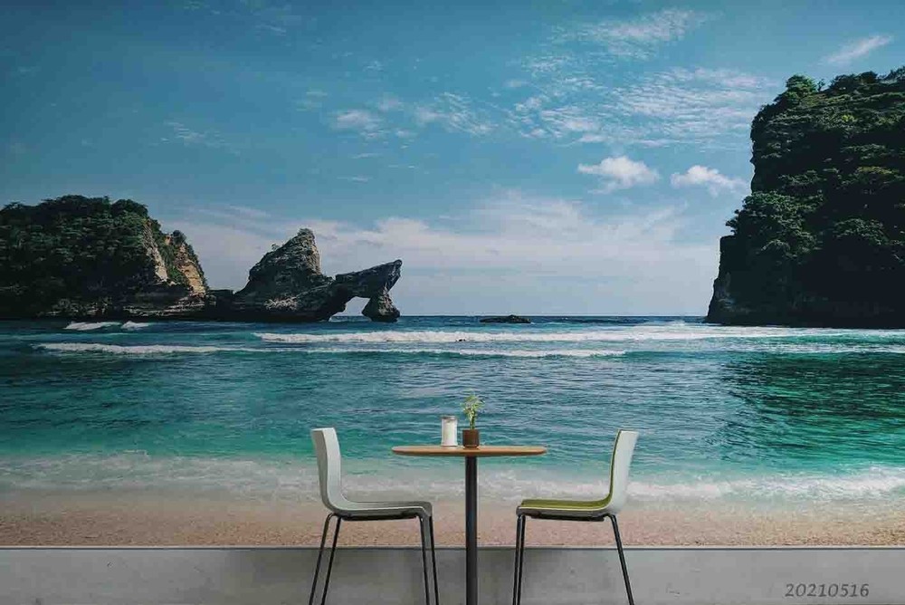 3D Sky Sea Rocks Landscape Wall Murals Wallpaper Murals Wall Sticker