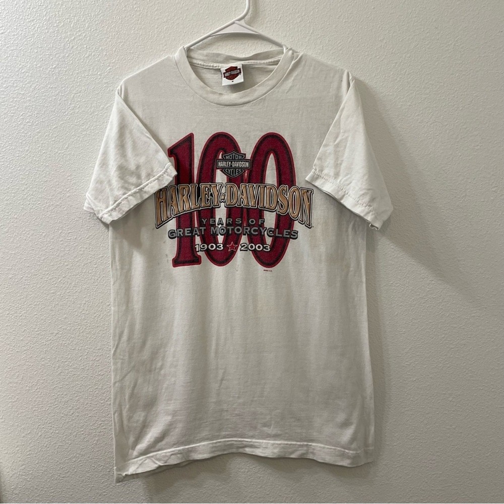 Harley Davidson 100 year anniversary shirt white medium