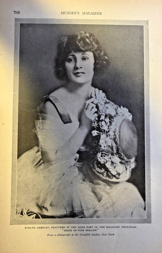 1920 Vintage Magazine Illustration Actress Evelyn Greeley