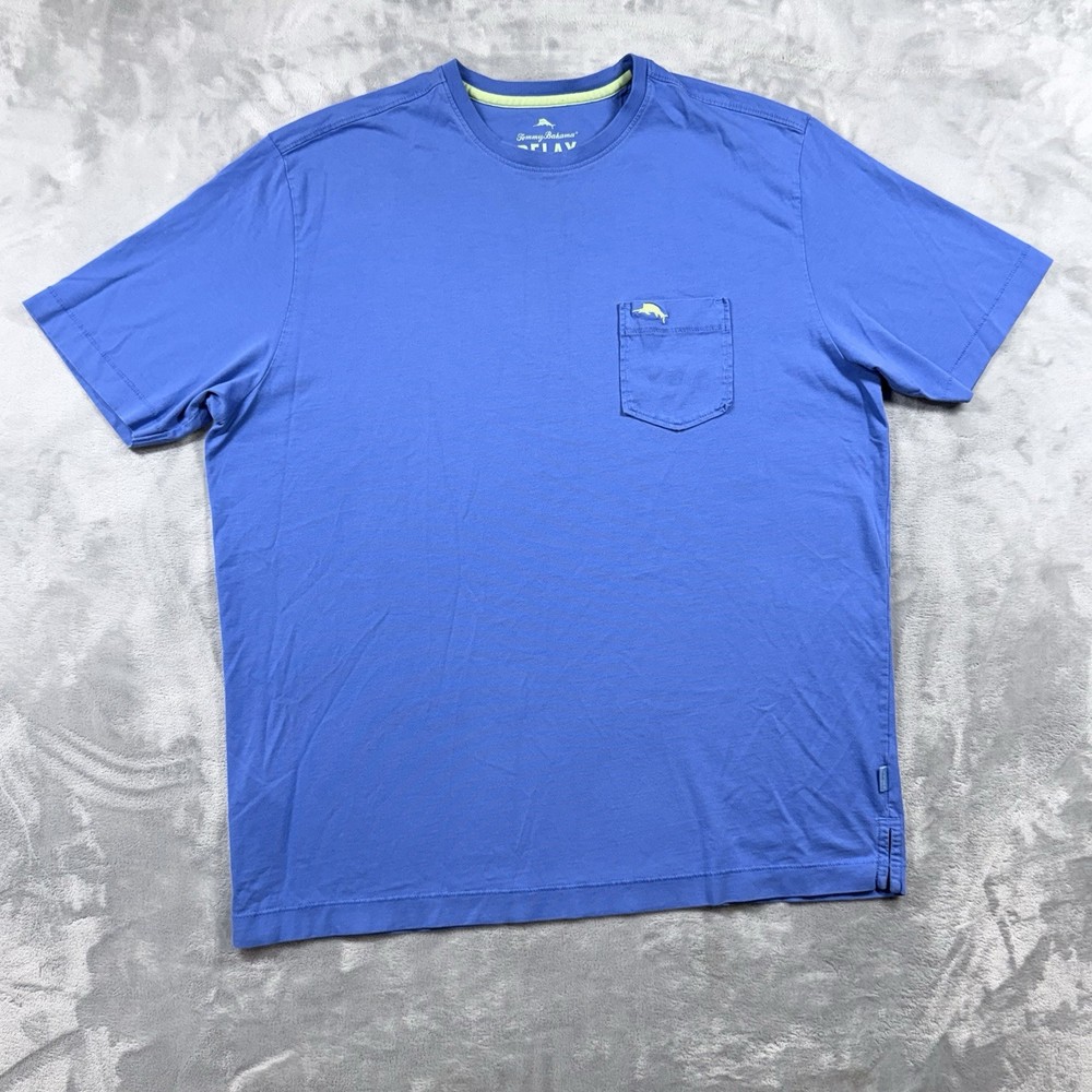 Tommy Bahama Shirt Mens M Blue Pima Cotton Pocket Logo T-Shirt Tagless