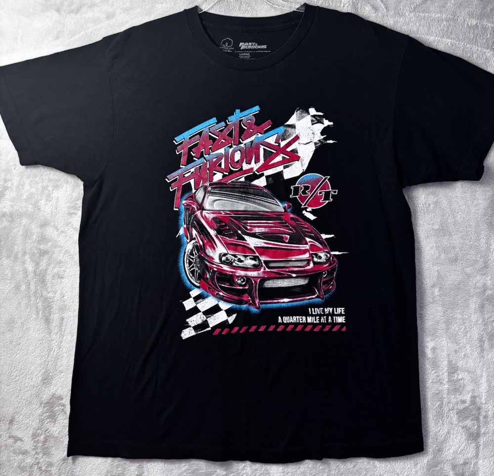 Fast & Furious Graphic T Shirt Mens Large Black JDM Tuner Racing Car Tee