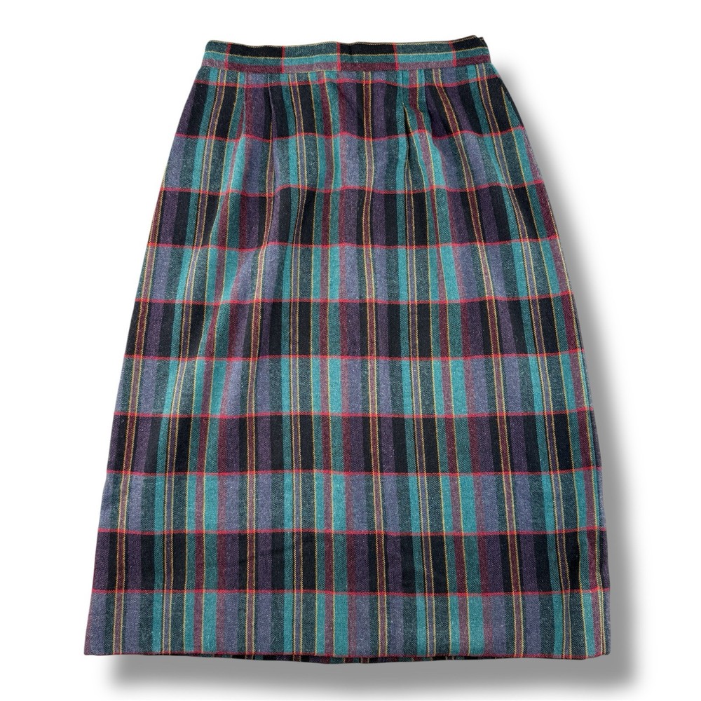 Vintage Plaid Midi Wool Preppy Skirt Coquette Academia Core Size S Unbranded