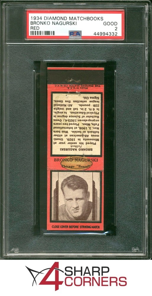 1934 Diamond Matchbooks Bronko Nagurski Hof Red Pop 2 Psa 24SC is the hobby's first consignment choice on eBay!