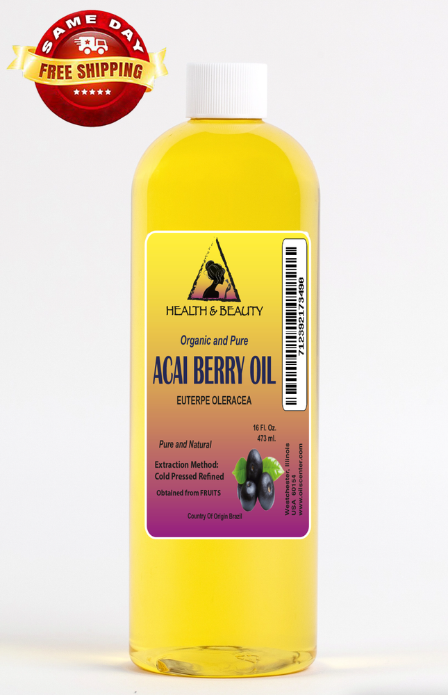 ACAI BERRY OIL REFINED ORGANIC by H&B Oils Center 100% PURE COLD PRESSED 64 OZ-image