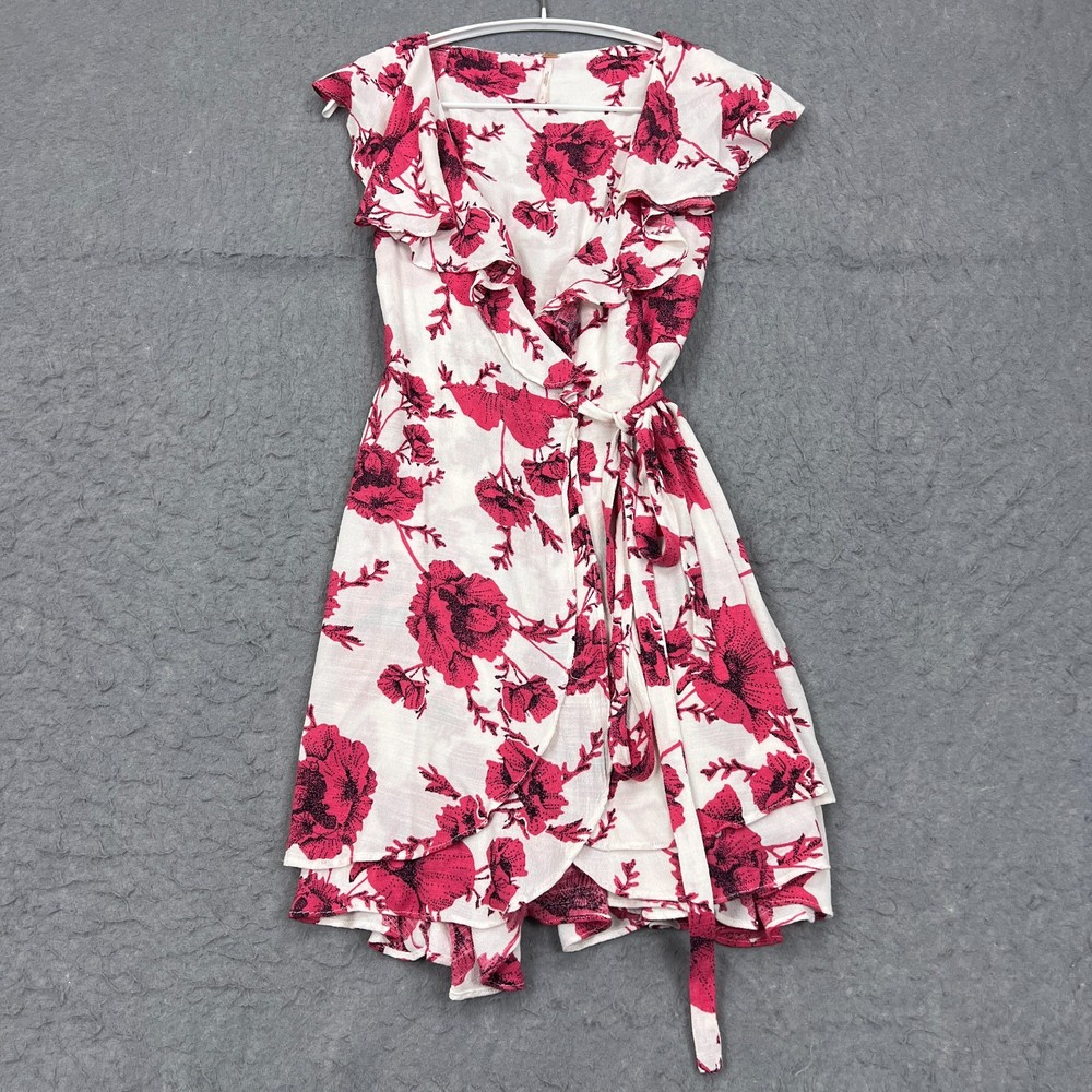 Free People Dress Small French Quarter Print Wrap Flutter Sleeve Minidress Boho
