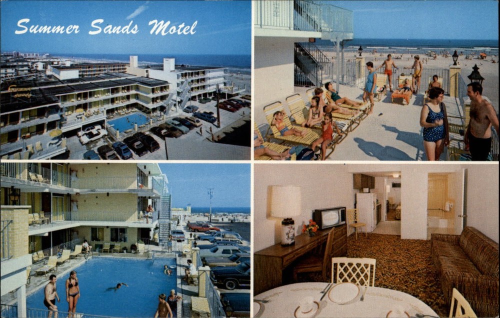 Wildwood Crest New Jersey Summer Sands Motel pool multiview vintage postcard