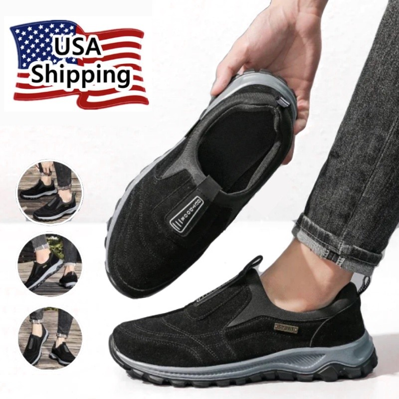 Plus Hiking Shoes Anti Slip Loafers Flat Casual Walking Men's Outdoor Sneakers