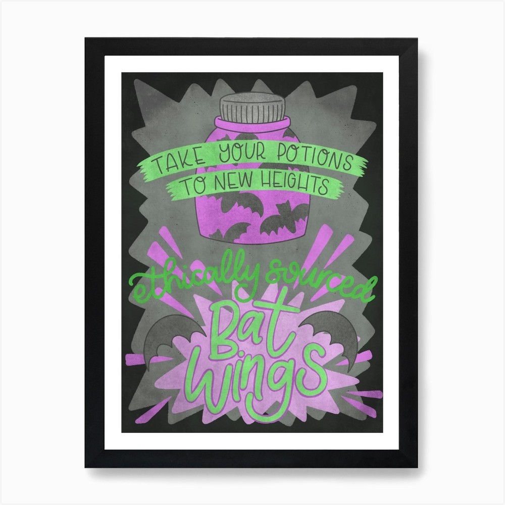 Bat Wings vintage style Halloween w Framed Wall Art Poster Canvas Print Picture