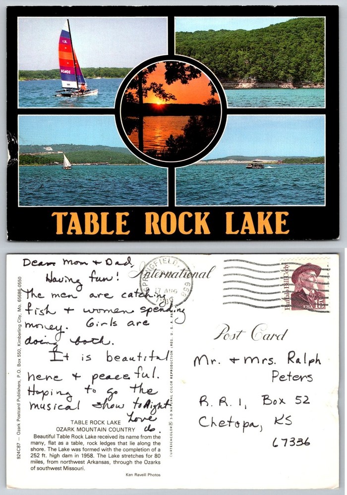 Vintage Table Rock Lake Missouri Postcard - Ozark Mountain Country 1965