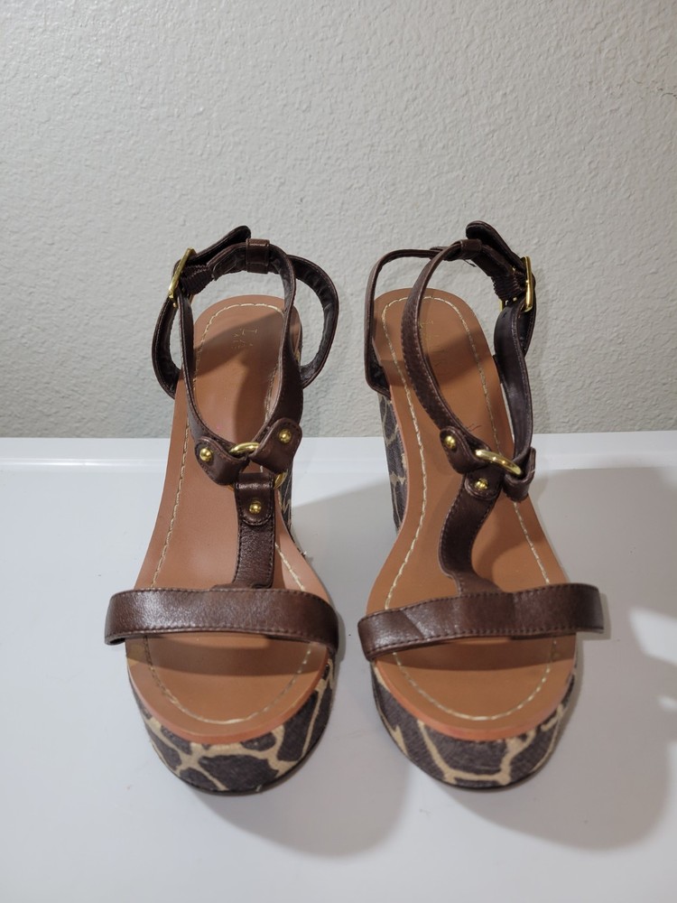 Ralph Lauren Wedge Sandal Size 6B. Giraffe Pattern. Pre-Owned