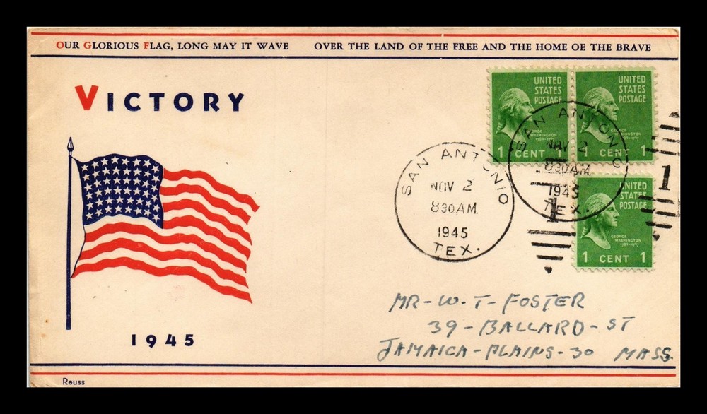 Dr Jim Stamps Us Cover Wwii Victory Our Glorious Flag Patriotic Cachet